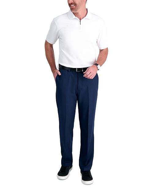 Haggar Men's Cool 18 PRO® Classic-Fit Expandable Waist Flat Front Stretch Dress Pants Men's Fashion & Accessories