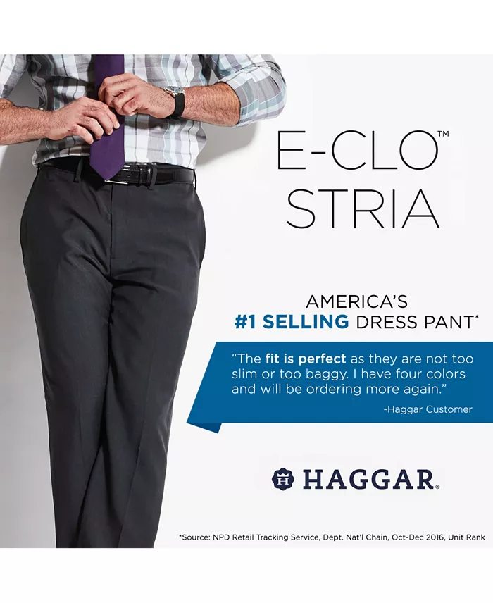 Haggar Men's Eclo Stria Classic Fit Flat Front Hidden Expandable Dress Pants Men's Fashion & Accessories