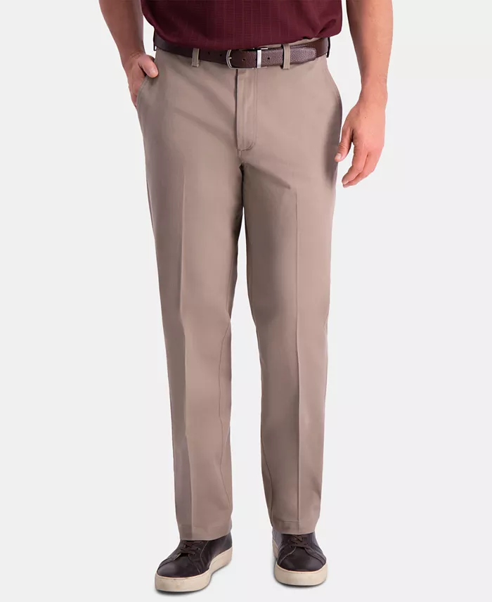 Haggar Men's Premium Comfort Khaki Classic-Fit 2-Way Stretch Wrinkle Resistant Flat Front Stretch Casual Pants Men's Fashion & Accessories