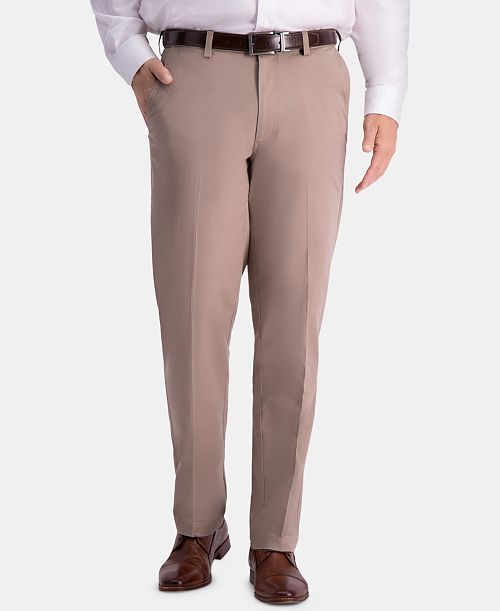 Haggar Men's Premium Comfort Khaki Classic-Fit 2-Way Stretch Wrinkle Resistant Flat Front Stretch Casual Pants Men's Fashion & Accessories