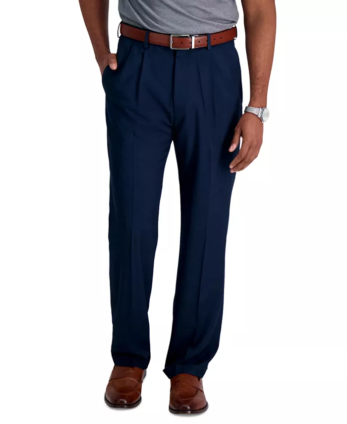 Haggar Men's Premium Comfort Stretch Classic-Fit Solid Pleated Dress Pants Men's Fashion & Accessories
