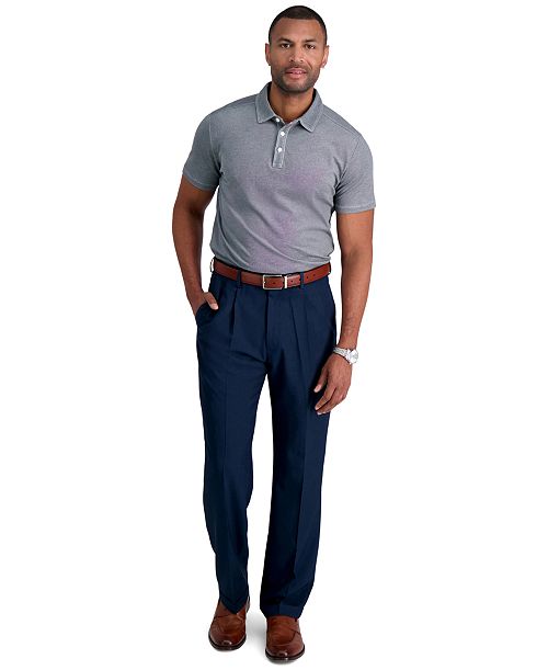 Haggar Men's Premium Comfort Stretch Classic-Fit Solid Pleated Dress Pants Men's Fashion & Accessories