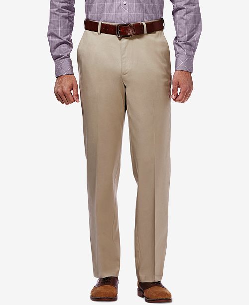 Haggar Men's Premium No Iron Khaki Classic Fit Flat Front Hidden Expandable Waist Pant Men's Fashion & Accessories