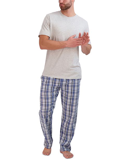 Hanes Men's 2-Pc. Relaxed-Fit Sleep T-Shirt & Stretch Plaid Pajama Pants Set Men's Fashion & Accessories