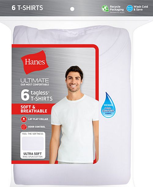 Hanes Men's 6-Pack Ultimate Crewneck Undershirts Men's Fashion & Accessories