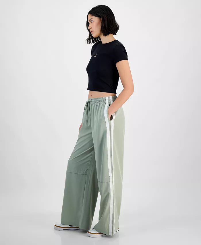 Hippie Rose Juniors' Side-Stripe Wide-Leg Track Pants Juniors'