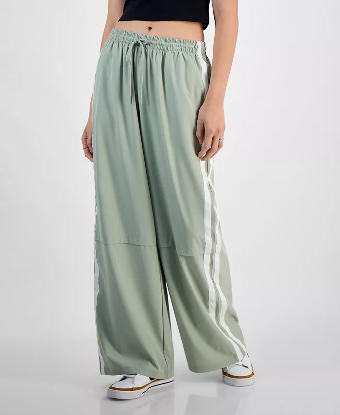 Hippie Rose Juniors' Side-Stripe Wide-Leg Track Pants Juniors'