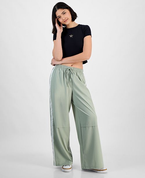 Hippie Rose Juniors' Side-Stripe Wide-Leg Track Pants Juniors'