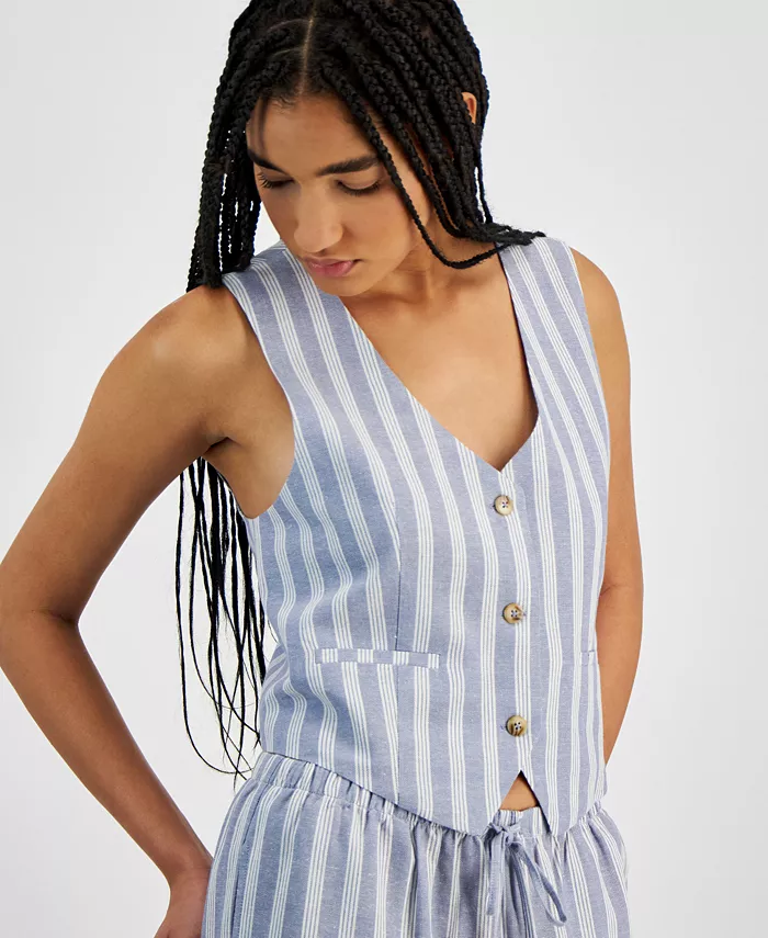 Hippie Rose Juniors' Sleeveless Linen Vest Juniors'