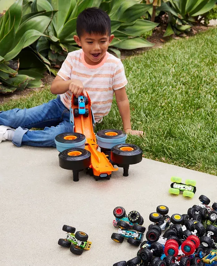 Hot Wheels Monster Trucks HW Changing Rhinomite RC In 1:12 Scale With 1:64 Scale Toy Truck All Toys