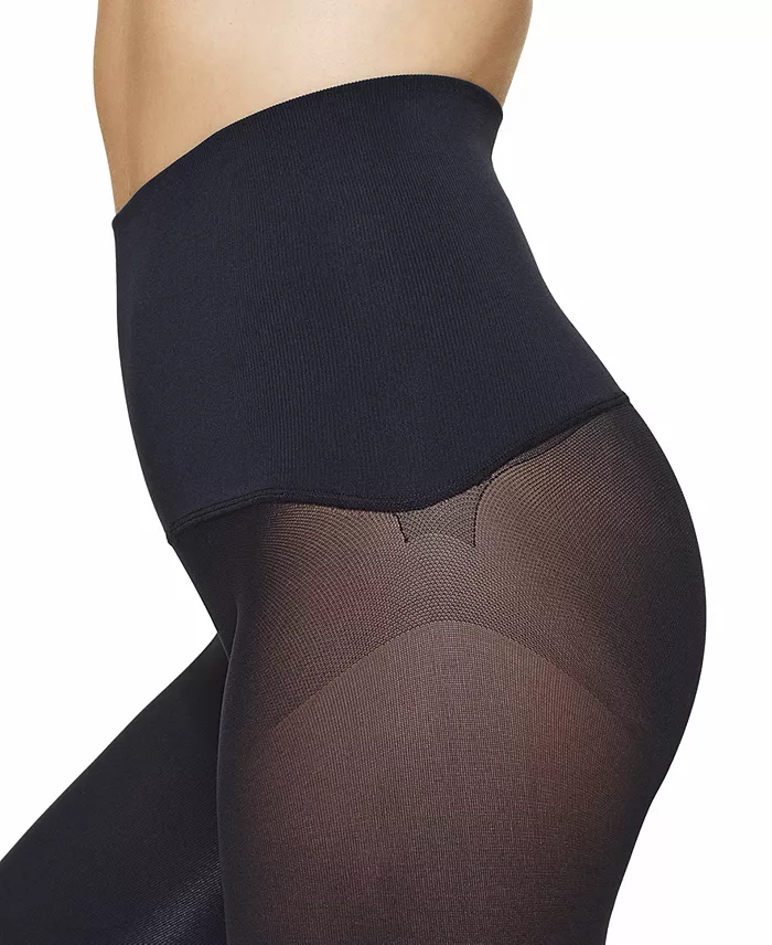 Hue Women's Yoga Waistband Ribbed-Front Tights Women's Fashion Shoes & Accessories