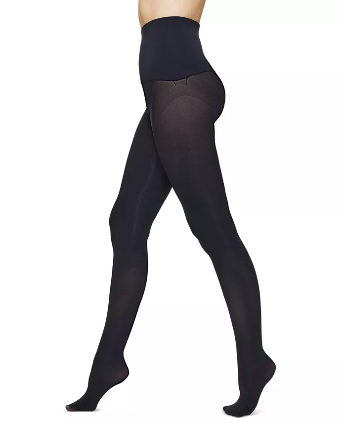 Hue Women's Yoga Waistband Ribbed-Front Tights Women's Fashion Shoes & Accessories