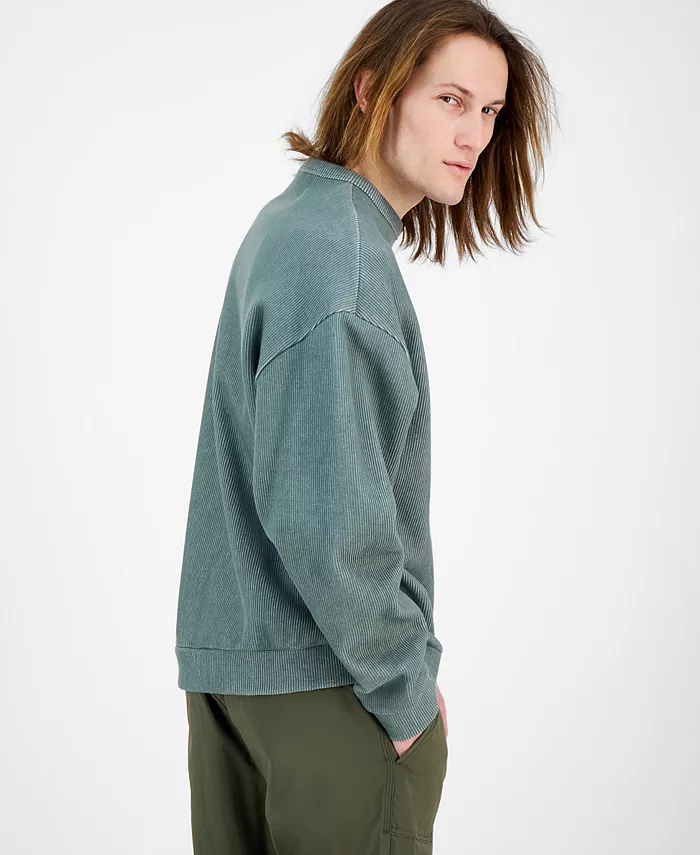 Hugo Boss Men's Dinkam Oversized Fit Long Sleeve Ribbed Logo Sweatshirt Men's Fashion & Accessories