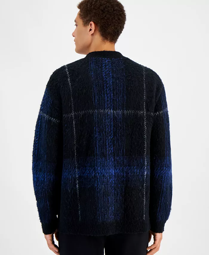 Hugo Boss Men's Soena Plaid Cardigan Men's Fashion & Accessories