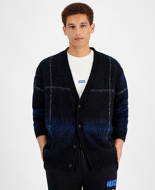 Hugo Boss Men's Soena Plaid Cardigan Men's Fashion & Accessories