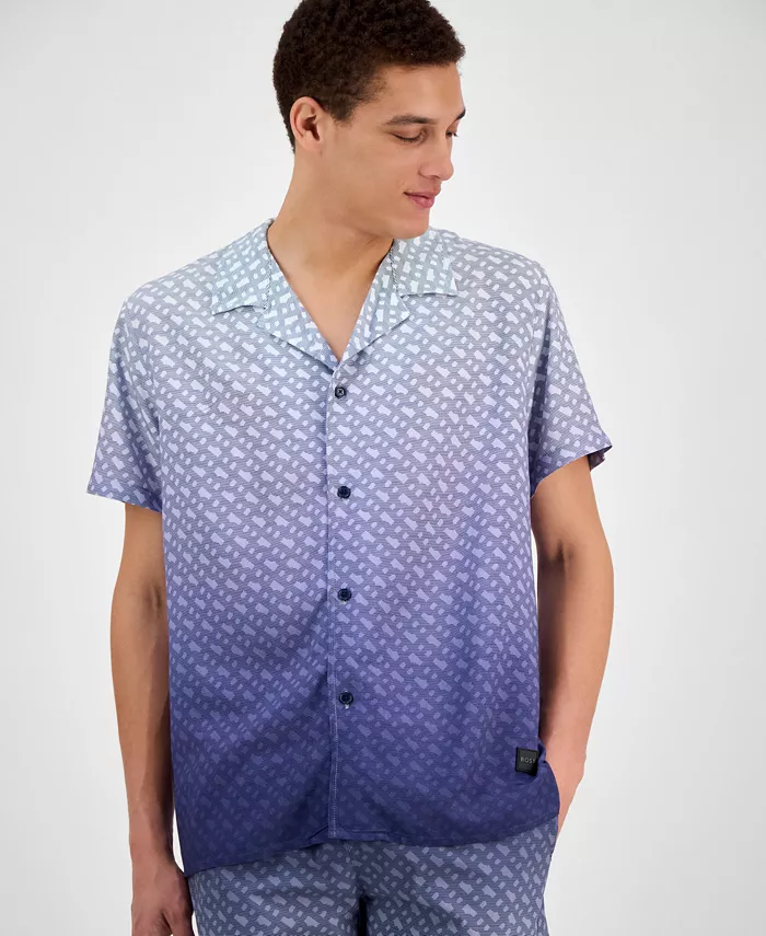 Hugo Boss Men's Vale Ombre Swim Trunks & Beach Shirt Men's Fashion & Accessories