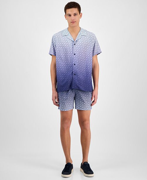 Hugo Boss Men's Vale Ombre Swim Trunks & Beach Shirt Men's Fashion & Accessories