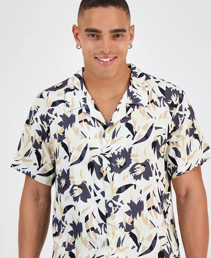 HUGO By Hugo Boss Men's Abstract Floral Beach Shirt Men's Fashion & Accessories