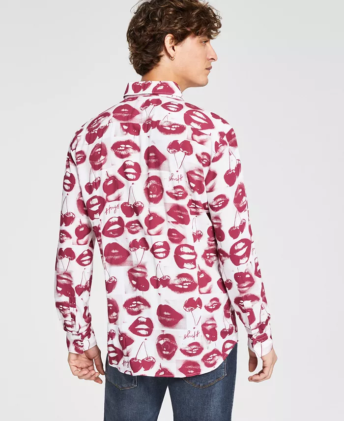 HUGO By Hugo Boss Men's Ermo Cherry Kiss Graphic Shirt Men's Fashion & Accessories
