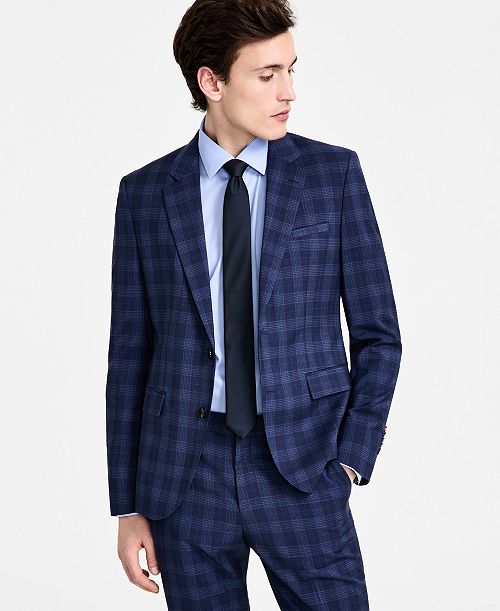 HUGO by Hugo Boss Men's Modern-Fit Wool Plaid Suit Jacket Men's Fashion & Accessories
