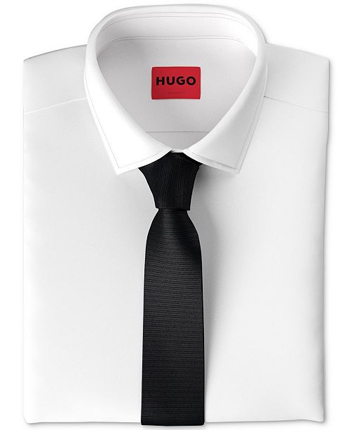 HUGO by Hugo Boss Men's Ribbed Silk Skinny Tie Men's Fashion & Accessories