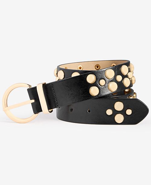 I.N.C. International Concepts Bubble Stud Faux-Leather Belt Exclusively at Macy's Women's Fashion Shoes & Accessories