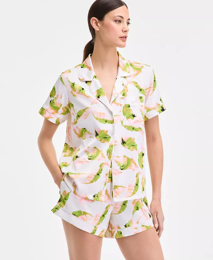 I.N.C. International Concepts I.N.C International Concepts Women's Stretch Satin Short-Sleeve Pajama Set Exclusively At Macy's Women's Fashion Shoes & Accessories