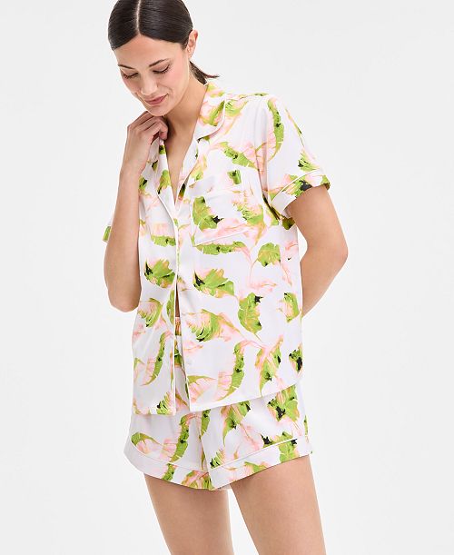 I.N.C. International Concepts I.N.C International Concepts Women's Stretch Satin Short-Sleeve Pajama Set Exclusively At Macy's Women's Fashion Shoes & Accessories