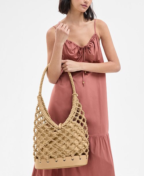 I.N.C. International Concepts Kahtt Macrame Hobo Bag Exclusively at Macy's Handbags Purses & Accessories