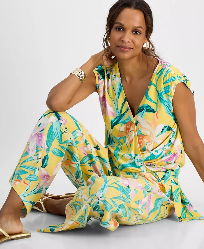 I.N.C. International Concepts Petite Printed Side-Tied Top & Pull-On Wide-Leg Pants Exclusively At Macy's Petites