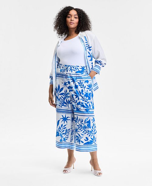 I.N.C. International Concepts Plus Size Drawstring Wide-Leg Pants Exclusively at Macy's Women's Fashion Shoes & Accessories