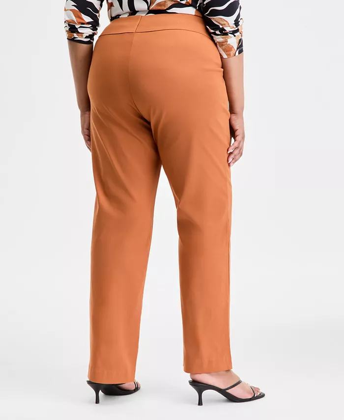 I.N.C. International Concepts Plus Size Mid-Rise Pull-On Straight-Leg Pants Created For Macy's Women's Fashion Shoes & Accessories