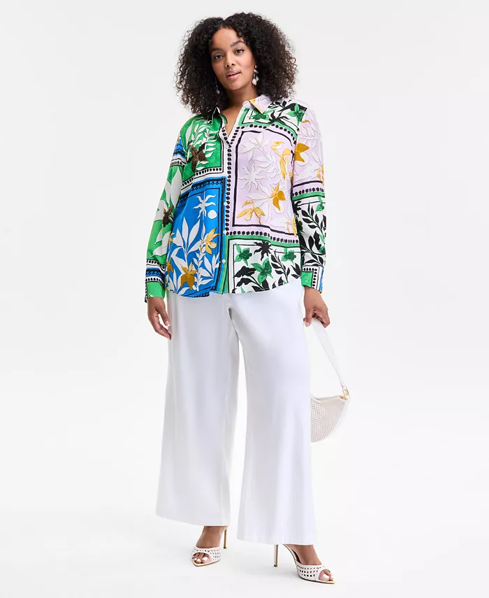 I.N.C. International Concepts Plus Size Mixed-Print Blouse Exclusively At Macy's Women's Fashion Shoes & Accessories
