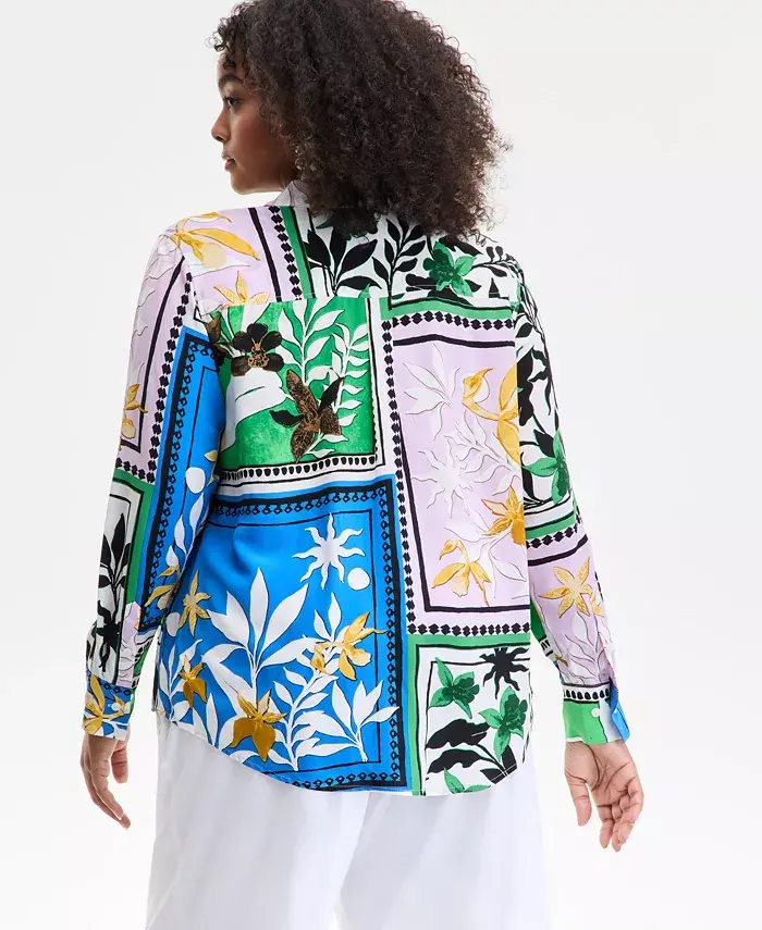 I.N.C. International Concepts Plus Size Mixed-Print Blouse Exclusively At Macy's Women's Fashion Shoes & Accessories