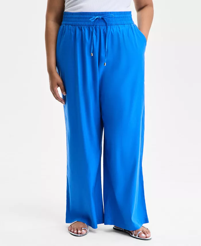 I.N.C. International Concepts Plus Size Solid Drawstring Wide-Leg Pants Exclusively At Macy's Women's Fashion Shoes & Accessories