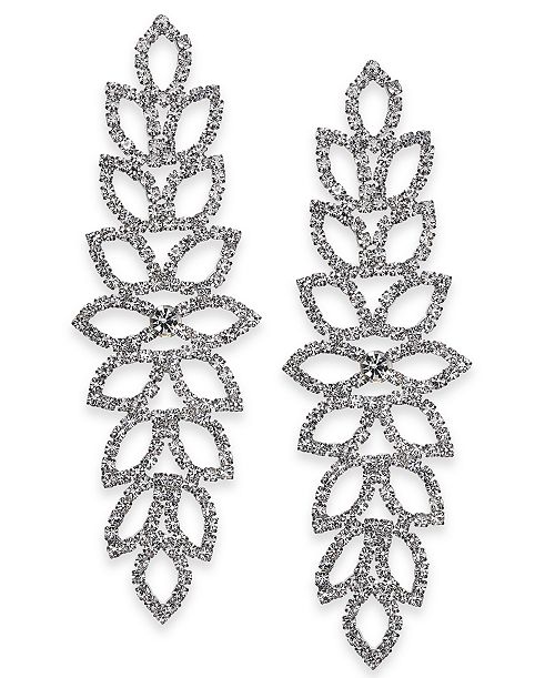 I.N.C. International Concepts Silver-Tone Rhinestone Leaf Statement Earrings Created For Macy's Jewelry & Watches