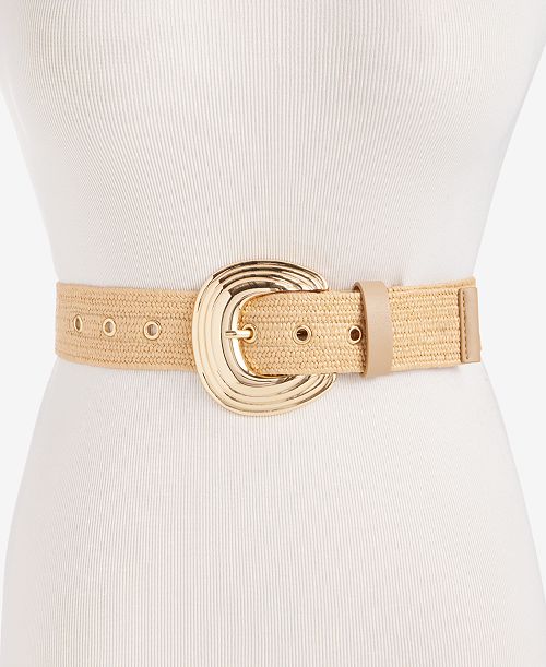 I.N.C. International Concepts Stretch Straw Belt Exclusively at Macy's Women's Fashion Shoes & Accessories