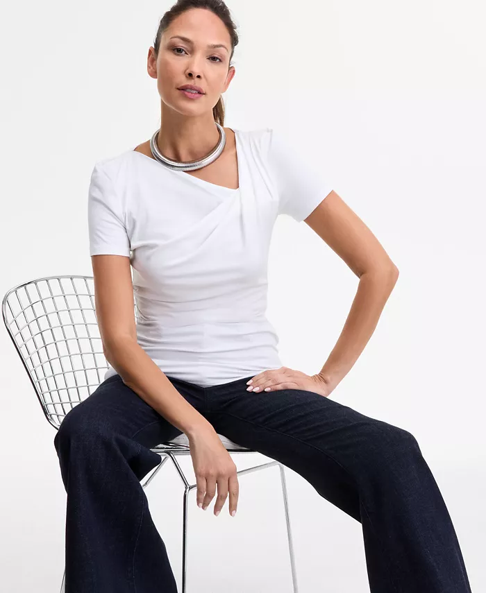 I.N.C. International Concepts Women's Asymmetric-Neck Top Exclusively At Macy's Women's Fashion Shoes & Accessories