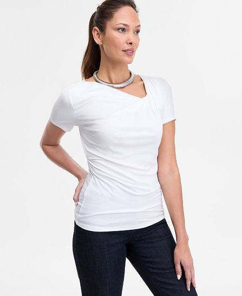 I.N.C. International Concepts Women's Asymmetric-Neck Top Exclusively at Macy's Women's Fashion Shoes & Accessories