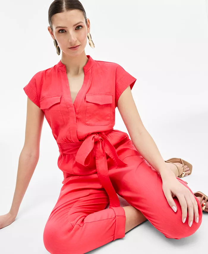 I.N.C. International Concepts Women's Belted Cap-Sleeve Jumpsuit Exclusively At Macy's Women's Fashion Shoes & Accessories
