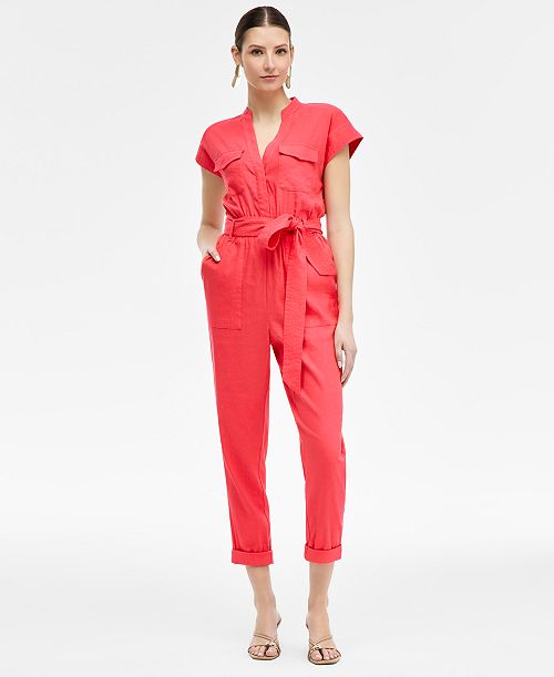 I.N.C. International Concepts Women's Belted Cap-Sleeve Jumpsuit Exclusively at Macy's Women's Fashion Shoes & Accessories