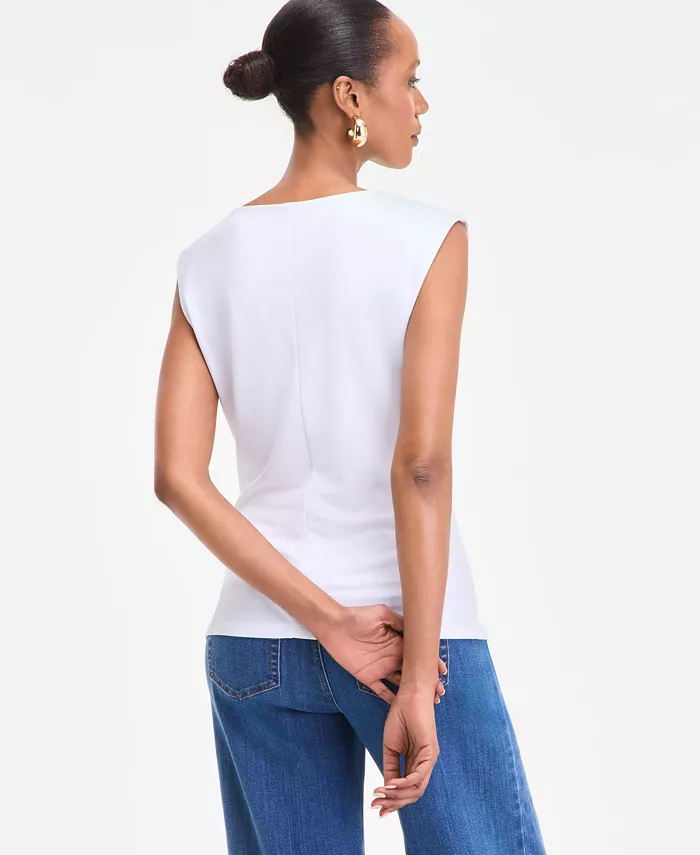 I.N.C. International Concepts Women's Cotton Extended-Shoulder Cowlneck Top Exclusively At Macy's Women's Fashion Shoes & Accessories