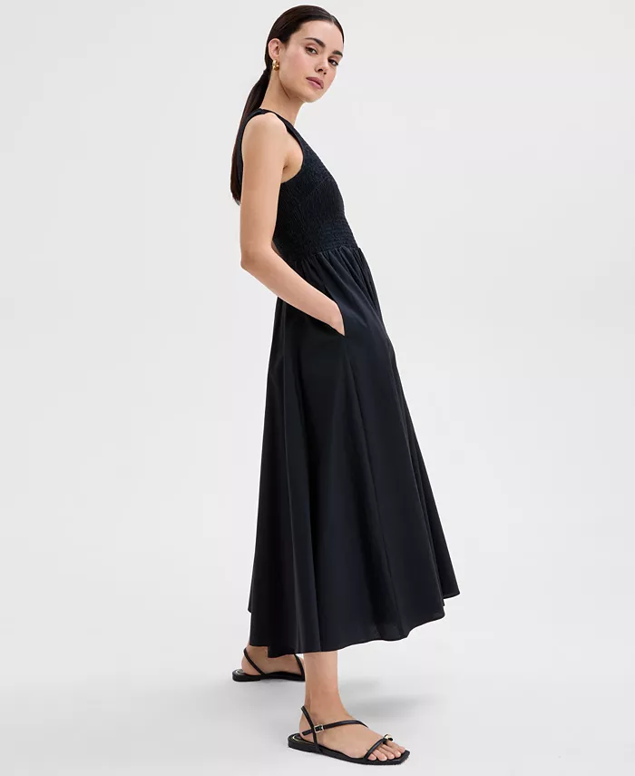 I.N.C. International Concepts Women's Cotton Sleeveless Smocked Maxi Dress Exclusively For Macy's Women's Fashion Shoes & Accessories