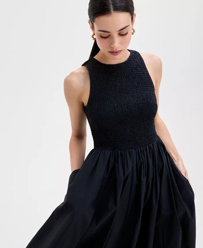 I.N.C. International Concepts Women's Cotton Sleeveless Smocked Maxi Dress Exclusively For Macy's Women's Fashion Shoes & Accessories