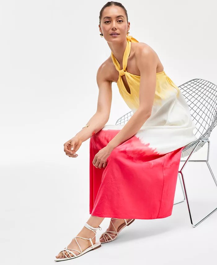 I.N.C. International Concepts Women's Dip-Dyed Linen-Blend Maxi Dress Exclusively At Macy's Women's Fashion Shoes & Accessories