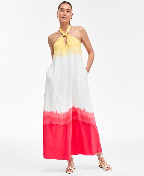 I.N.C. International Concepts Women's Dip-Dyed Linen-Blend Maxi Dress Exclusively at Macy's Women's Fashion Shoes & Accessories
