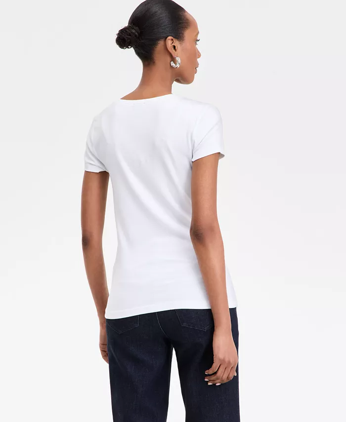 I.N.C. International Concepts Women's Drapy Ribbed V-Neck Top Exclusively At Macy's Women's Fashion Shoes & Accessories