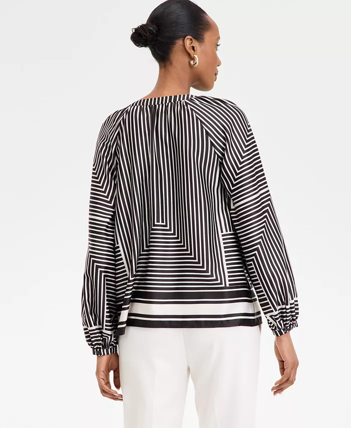I.N.C. International Concepts Women's Geo-Print Split-Neck Blouse Exclusively At Macy's Women's Fashion Shoes & Accessories
