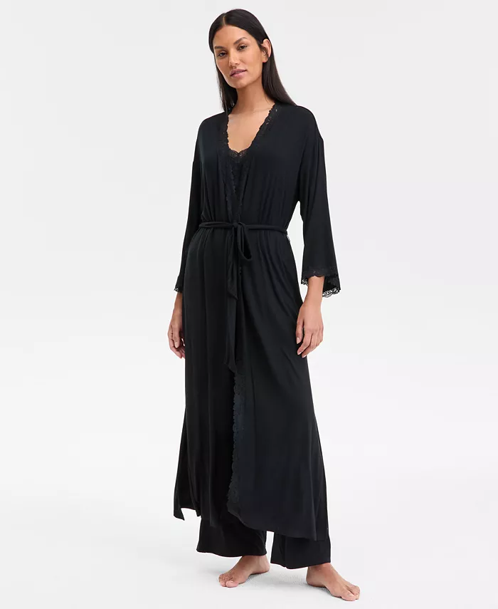 I.N.C. International Concepts Women's Lace-Trim Knit Robe Exclusively At Macy's Women's Fashion Shoes & Accessories