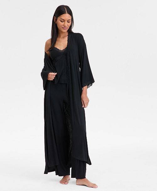 I.N.C. International Concepts Women's Lace-Trim Knit Robe Exclusively at Macy's Women's Fashion Shoes & Accessories